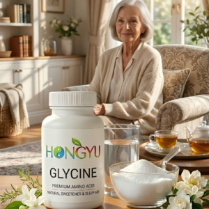 High-purity Glycine powder (CAS 56-40-6) by Yantai Hongyu Starry for elderly wellness and joint support.