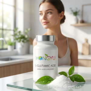 High-purity L-Glutamic Acid (CAS 56-86-0) powder by Yantai Hongyu Starry for nutrition and food industry.