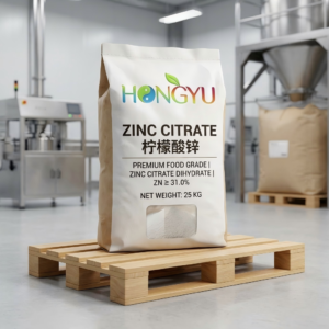 HONGYU brand Zinc Citrate 25kg bulk bag powder for food and pharma grade wholesale.
