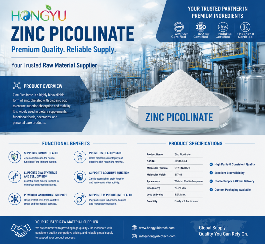 Premium Zinc Picolinate manufacturer supply and specifications by Hongyu Starry
